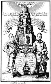 Gustavus II & Charles XII Engraved Lutheran Memento Mori Print - 1708