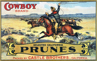 Cowboy Herding Cattle Lithograph Fruit-Crate Poster Print (1906)