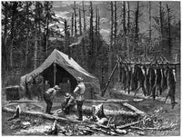 Hunting: Deer Camp in the Michigan Woods Fine Art Print (1874) by Schuyler C. Baldwin
