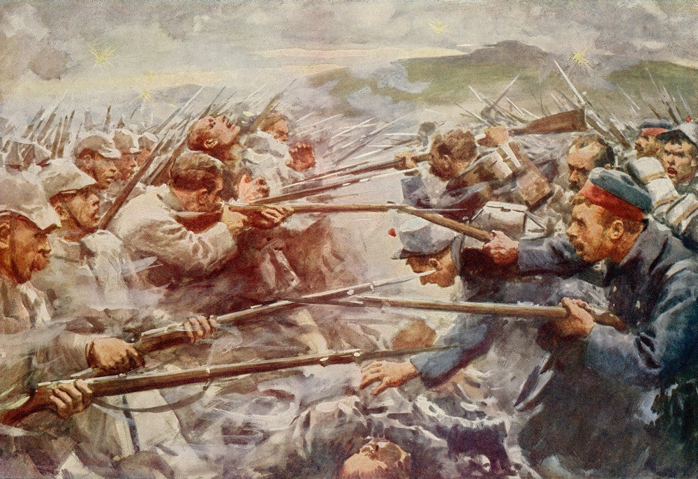 Belgian Soldiers Defending Liege from German Forces - Fine Art Print by Hilary Jane Morgan