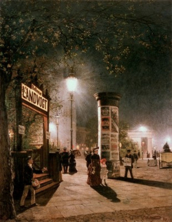 First Electric Street Light Fine Art Print - Berlin by Carl Saltzmann
