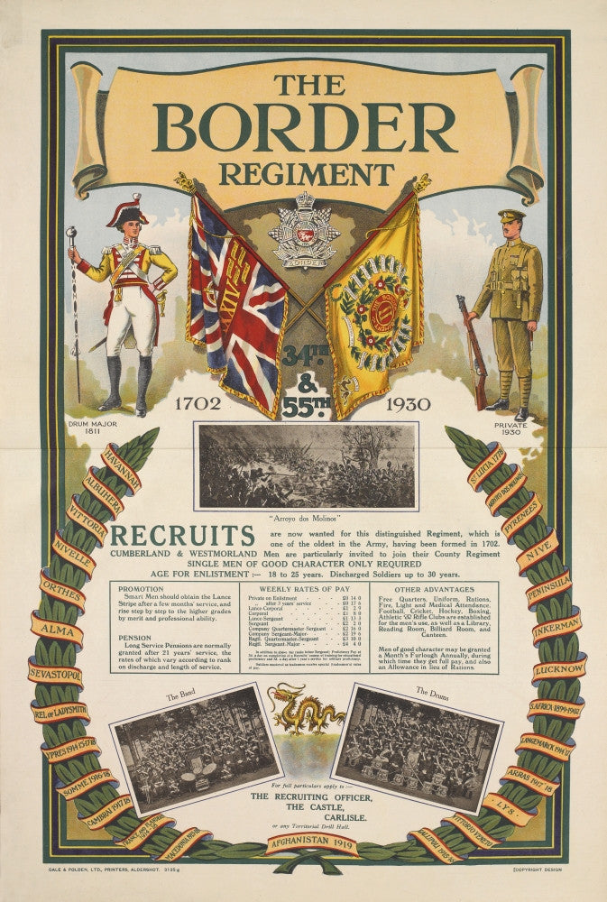 British Military Recruitment Poster Print - Inter-War Period