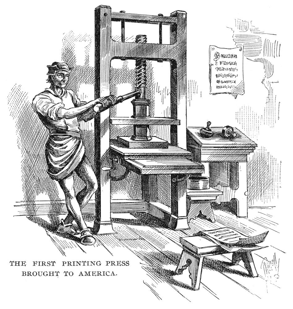 Printing Press Fine Art Print - Historical Wood Engraving