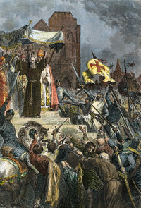 Crusades 1095 - Peter the Hermit and Pope Urban II Wood Engraving Poster Print
