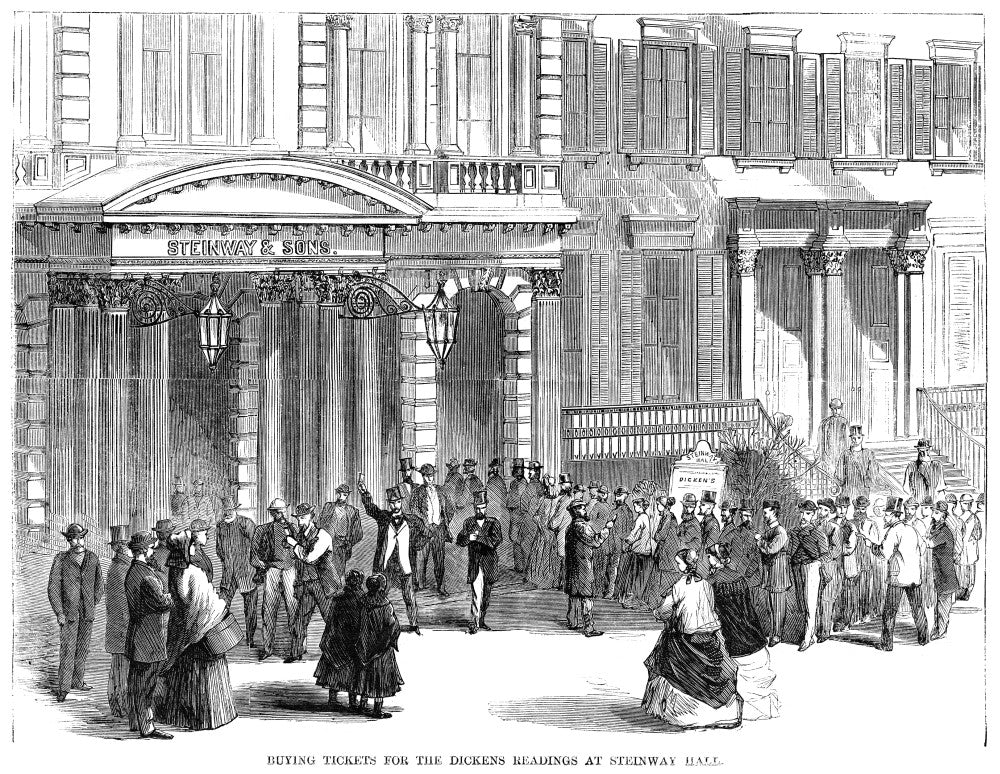 Charles Dickens Reading Tickets Wood Engraving Print