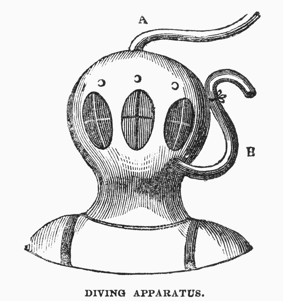 First Diving Helmet Fine Art Print - Engraving by Granger Collection