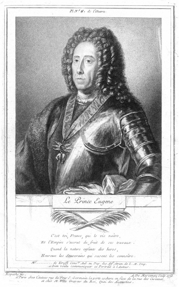 Eugene, Prince of Savoy Fine Art Copper Engraving Print - French, 1773