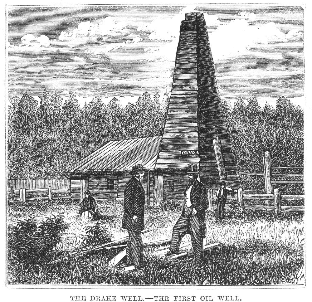 American Oil Well Fine Art Print - 1859 Wood Engraving by Granger Collection