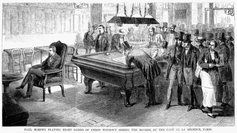 Paul Morphy Playing Chess Fine Art Print - Historical Engraving