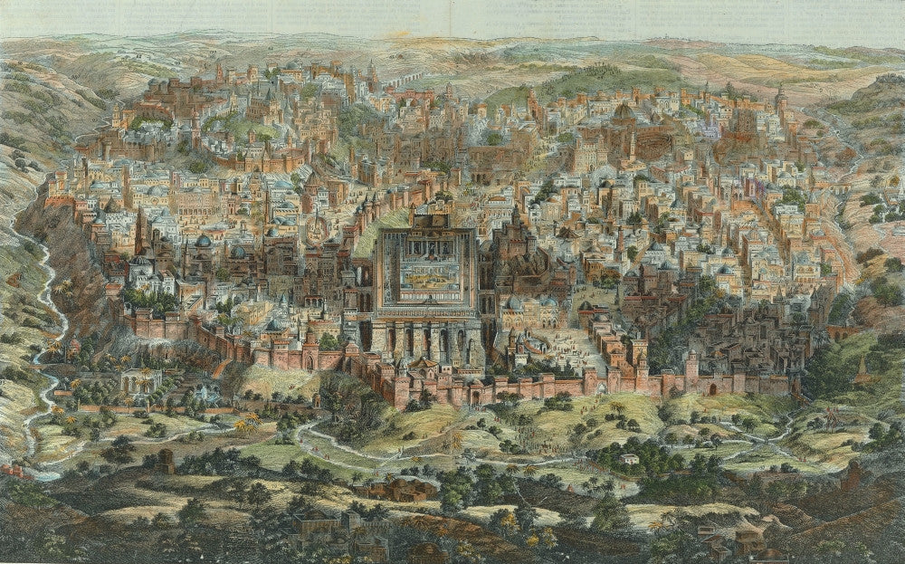 Antique Map of Jerusalem Color Fine Art Print