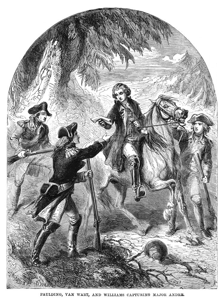 The Capture of John Andre by American Militiamen - 19th Century Wood Engraving Print