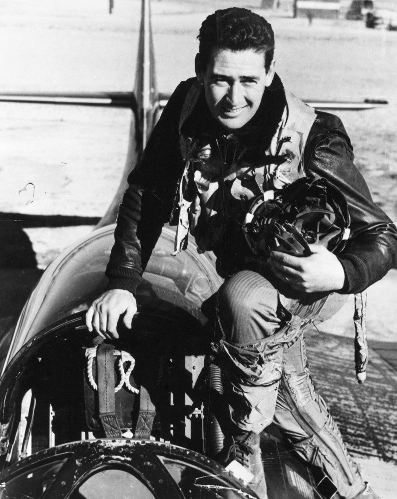 Ted Williams Fine Art Print - American Baseball Legend in WWII Fighter Plane