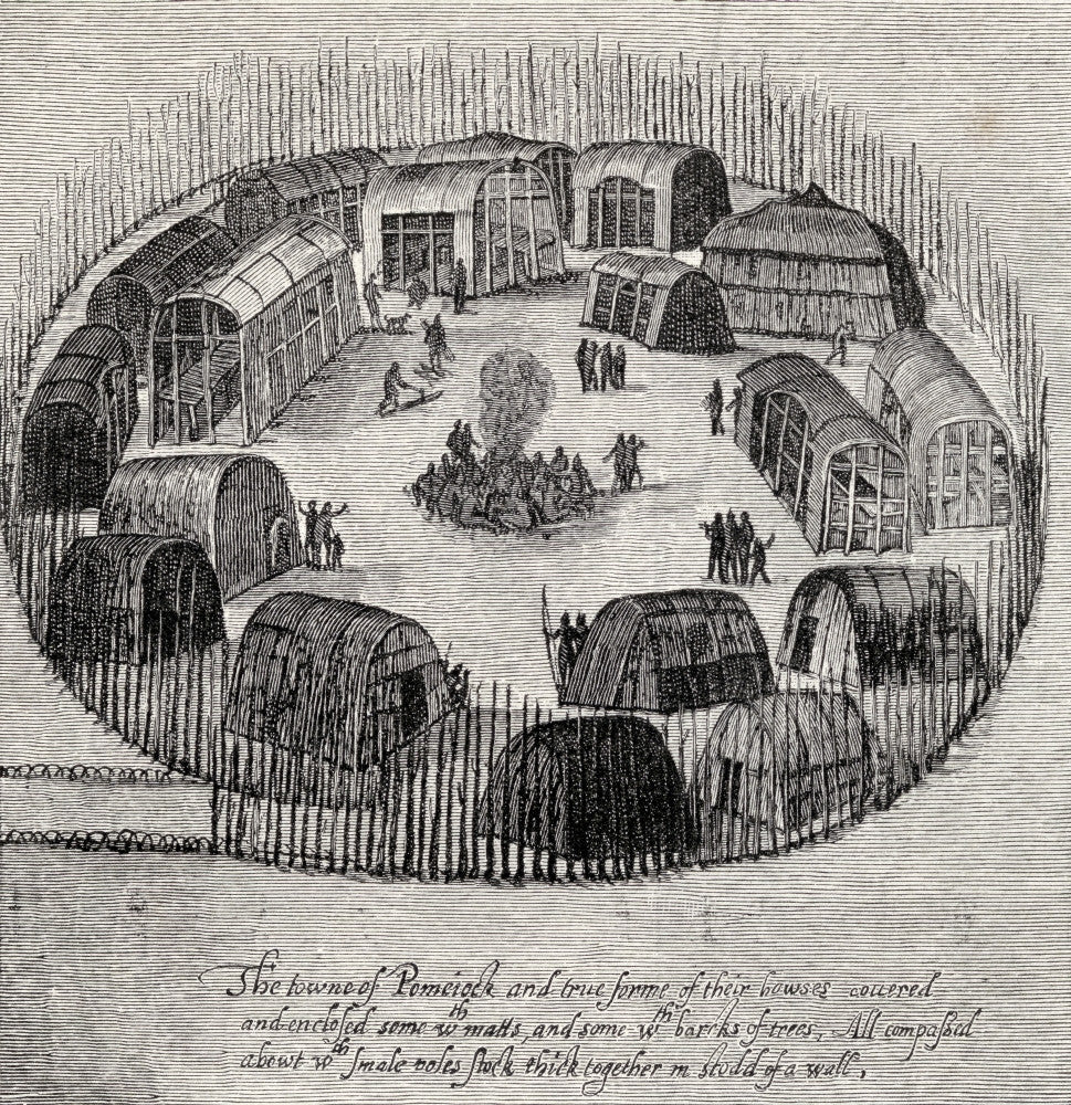 Indian Village Engraved Print by John White (1585) | Poster Print by Ken Welsh