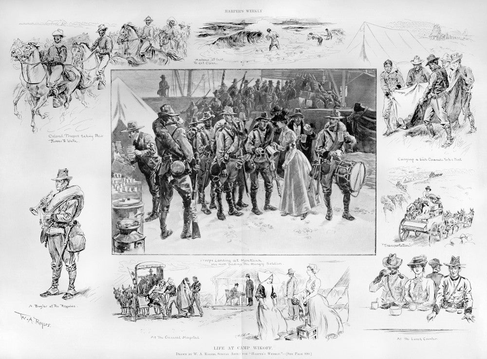 Life at Camp Wikoff - Engraving Print by W.A. Rogers, 1898