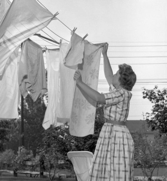 Woman Hanging Laundry Fine Art Print - Various Sizes Available