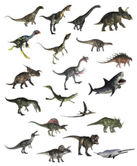 Set of Dinosaurs Fine Art Print on White Background