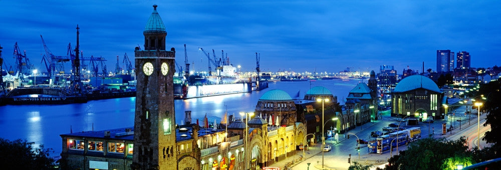 Elevated View of St. Pauli Piers and Port of Hamburg Fine Art Print
