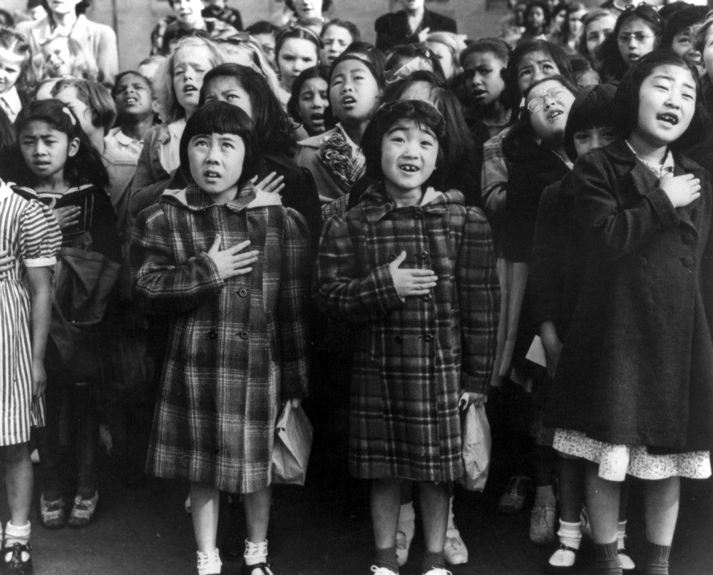 Flag Ceremony 1942 Fine Art Print by Dorothea Lange