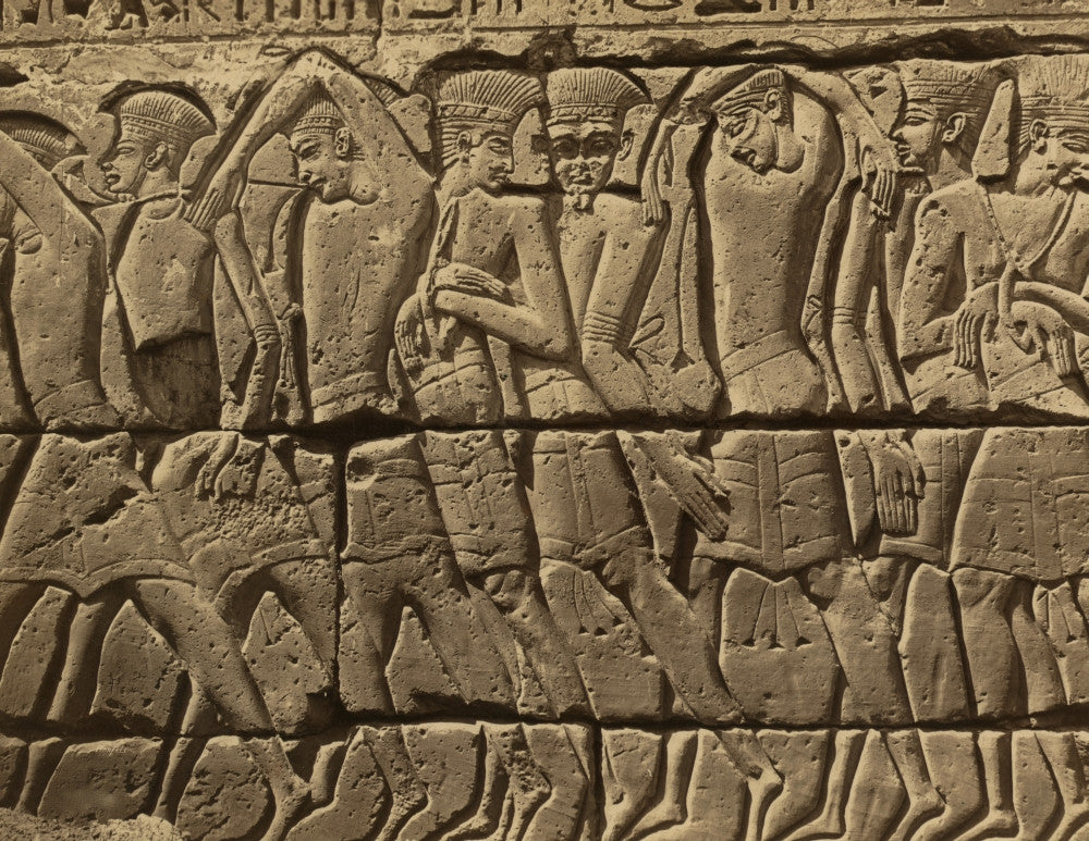 Bas-relief of Men at the Great Temple of Medinet-Abou Fine Art Print