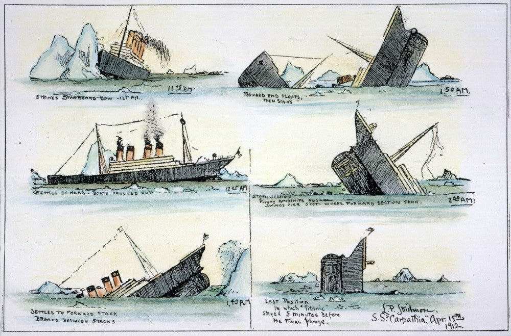 Sinking of the Titanic Fine Art Print by John B. Thayer & L.P. Skidmore