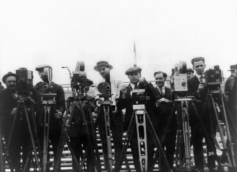 Newsreel Cameramen at the Dempsey vs. Carpentier Fight, 1921 - Fine Art Print by Granger Collection