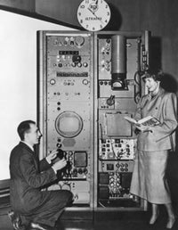 Mid Adult Man Operating Ultra Fax RCA Fine Art Print