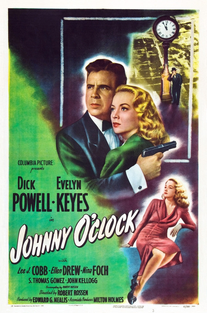 Johnny O'Clock Movie Poster Fine Art Print (1947) - Dick Powell & Evelyn Keyes