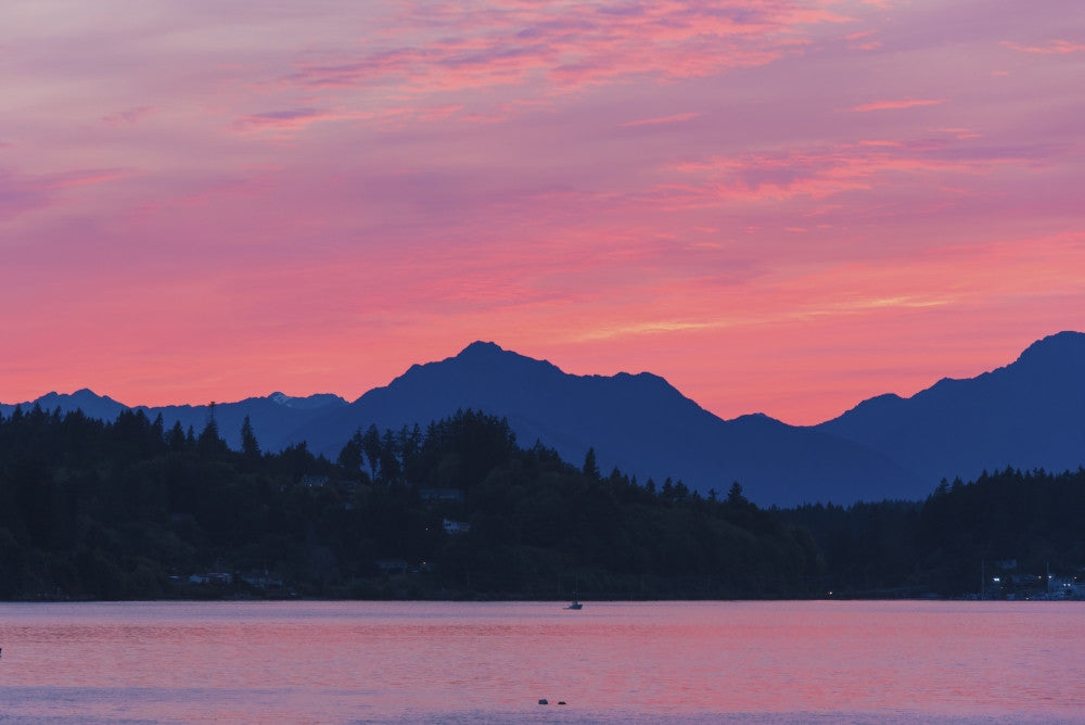 Dramatic Sunset Over Olympic Mountains Fine Art Print by Trish Drury