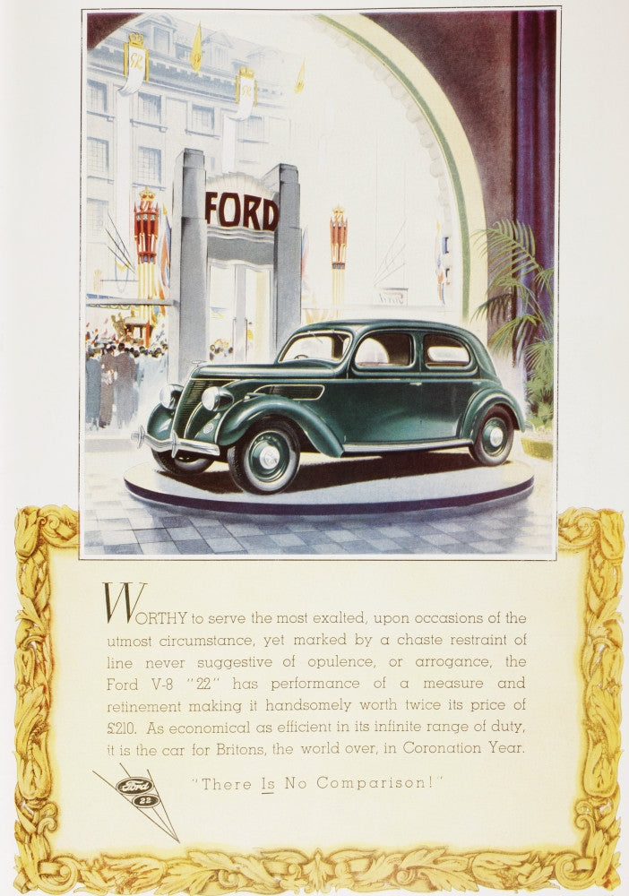 1937 Ford V8 '22' Car Advertisement Fine Art Print by Hilary Jane Morgan