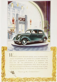 1937 Ford V8 '22' Car Advertisement Fine Art Print by Hilary Jane Morgan
