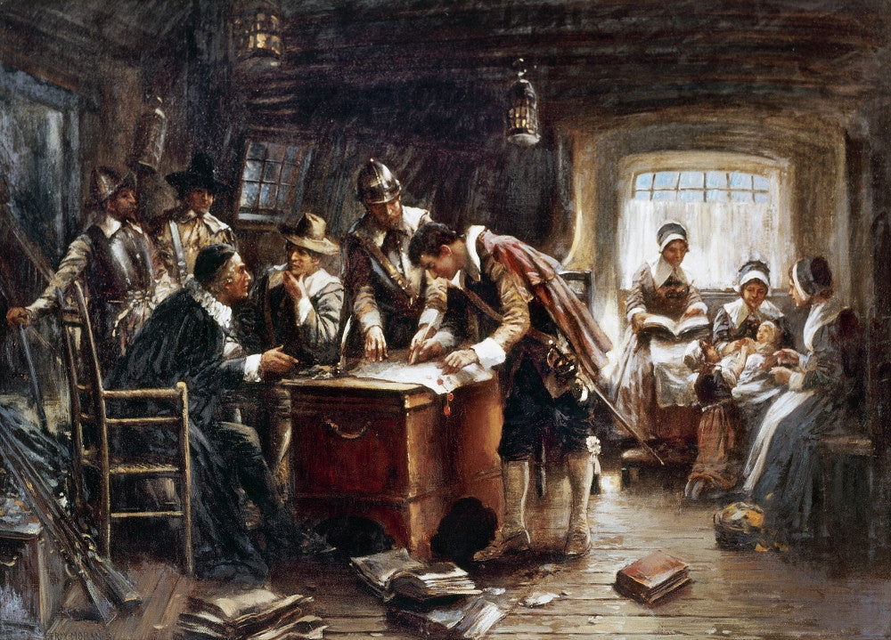 Pilgrims Signing the Mayflower Compact Fine Art Print by Percy Moran