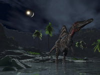 Spinosaurus on Moon with Asteroid Impact Fine Art Print