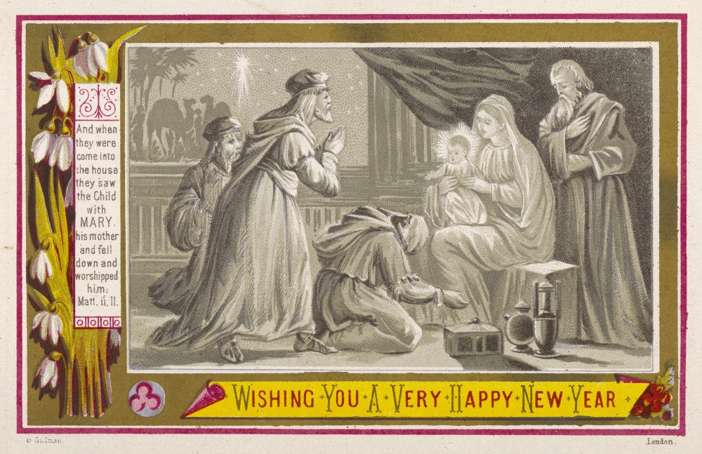 Christmas Nativity Scene with the Three Wise Men Fine Art Print by Mary Evans