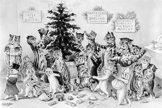 Santa Claus is a Darling Wall Art Print by Louis Wain