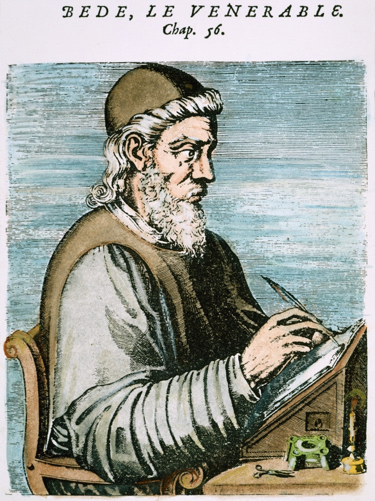 Saint Bede Fine Art Print - 16th Century Line Engraving