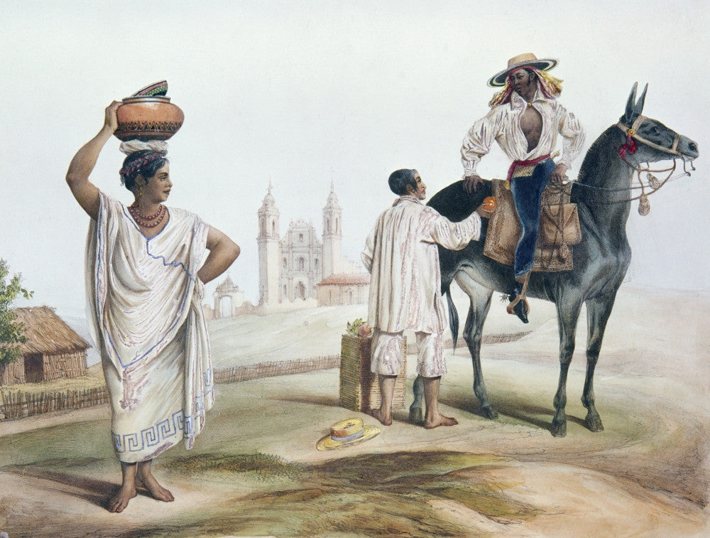 Nebel: Mexican Peddlers Hand-Colored Lithograph Print