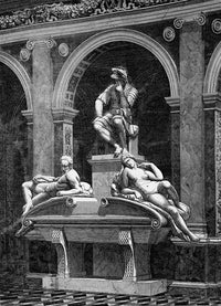The Monument of Lorenzo de Medici Etching by Michelangelo - 1854 Poster Print