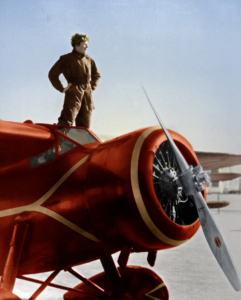 Amelia Earhart: American Aviator with Lockheed Vega Monoplane Fine Art Print