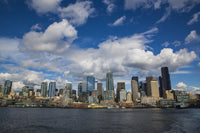 Seattle Skyline and Waterfront with Ferry Boat Fine Art Print by Jolly Sienda