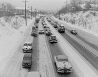 Traffic on Main Road in Snow - Teaneck, New Jersey Poster Print