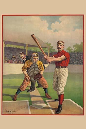 Baseball Scene Fine Art Print by Calvert - Batter at Home Plate