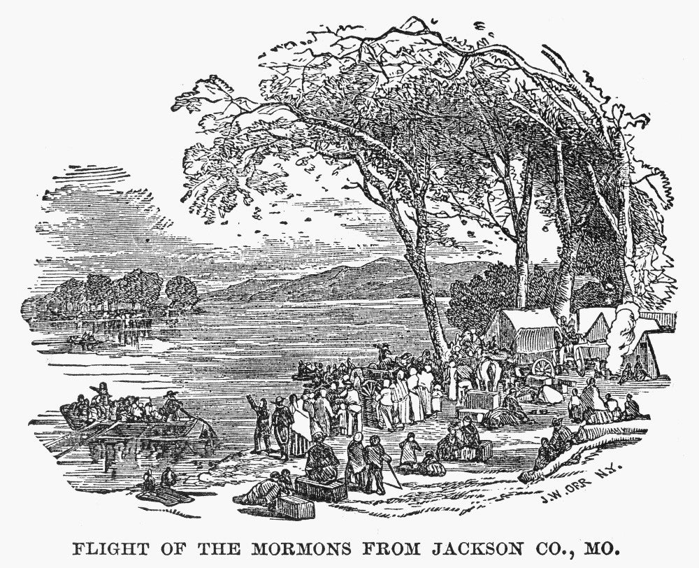 Mormon Flight 1833 Wood Engraving Poster Print by Granger Collection