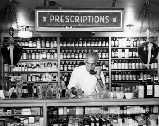 Male Pharmacist Talking on Telephone Fine Art Print