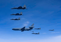 Six F-15 Eagles Refueling from a KC-10 Extender Fine Art Print by HIGH-G Productions