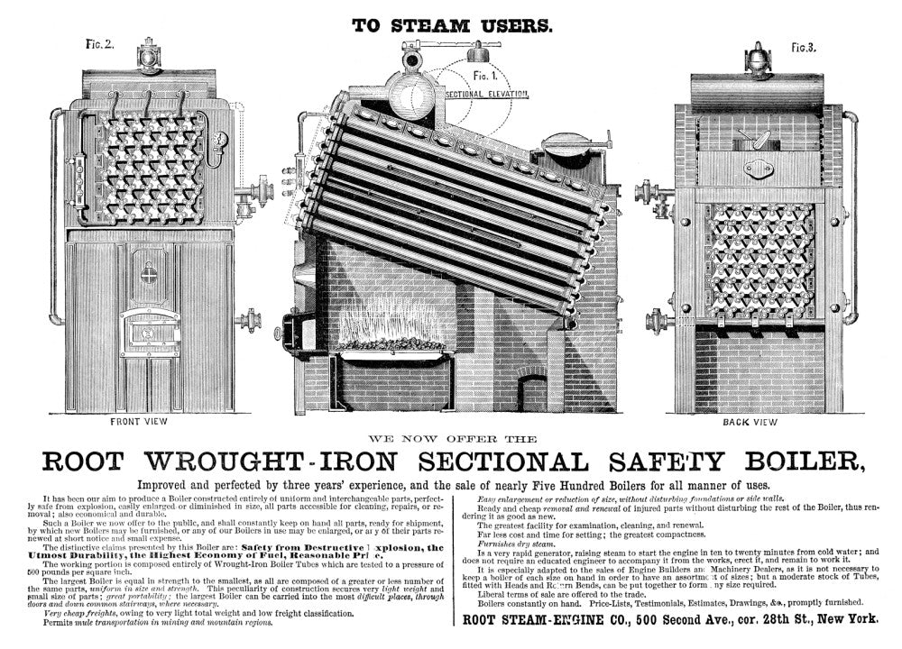 1872 American Advertisement for Root Wrought-Iron Safety Boiler Poster Print by Granger Collection