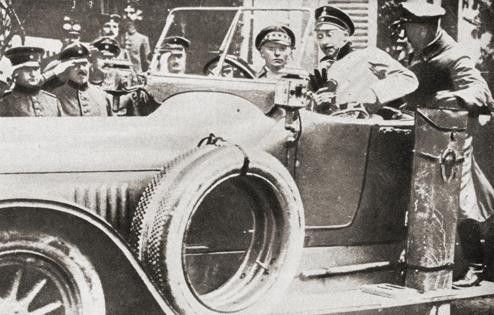 Crown Prince Wilhelm of Germany in Car - WWI Historical Print by Hilary Jane Morgan