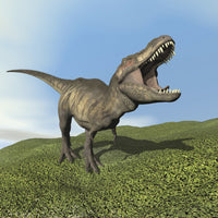 Tyrannosaurus Rex Dinosaur Walking on Grass Fine Art Print