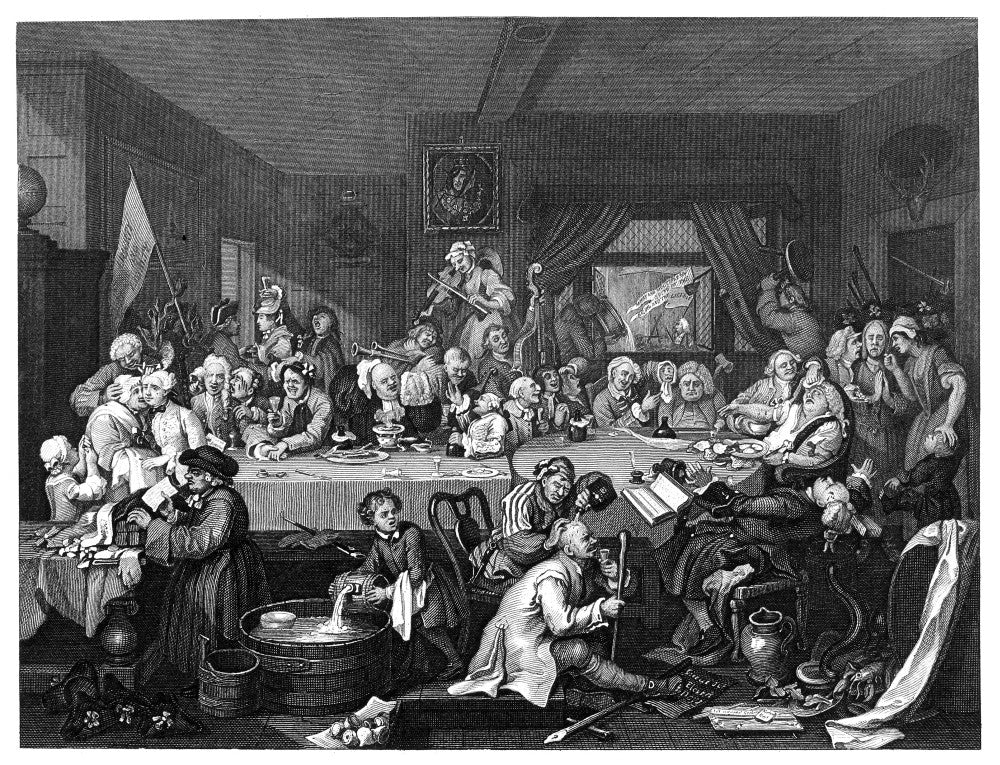 Hogarth: Election - Humours of an Election Entertainment Steel Engraving by William Hogarth (1860) | Poster Print