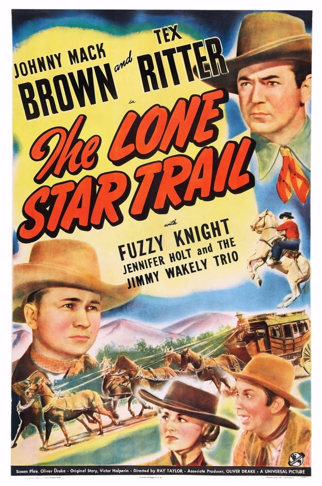 The Lone Star Trail Movie Masterprint Poster featuring Johnny Mack Brown and Tex Ritter.