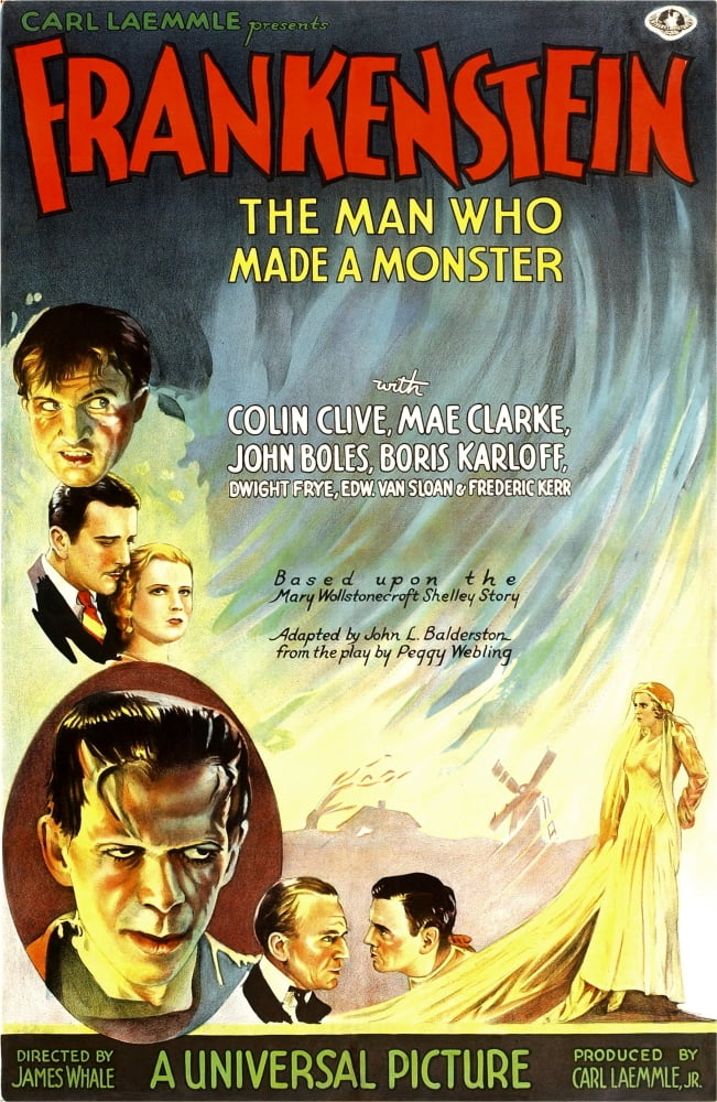 Frankenstein 1931 movie poster masterprint featuring classic cast.